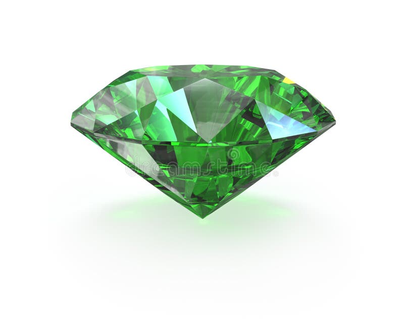 Green round cut emerald, on white. Shaped gift illustrations