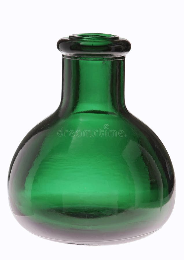 Green round glass bottl