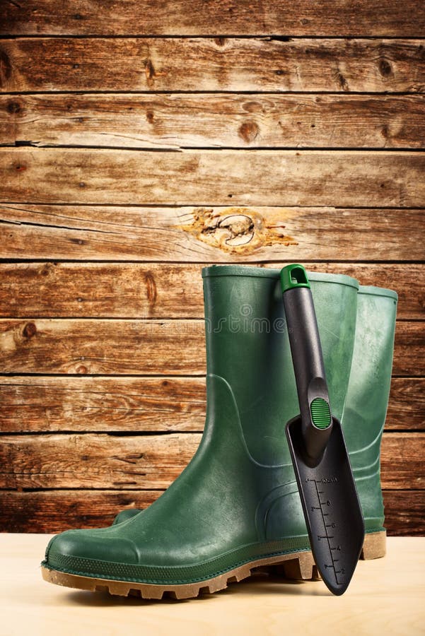Green Rubber Boots for Garden Work Stock Photo Image of gumbies
