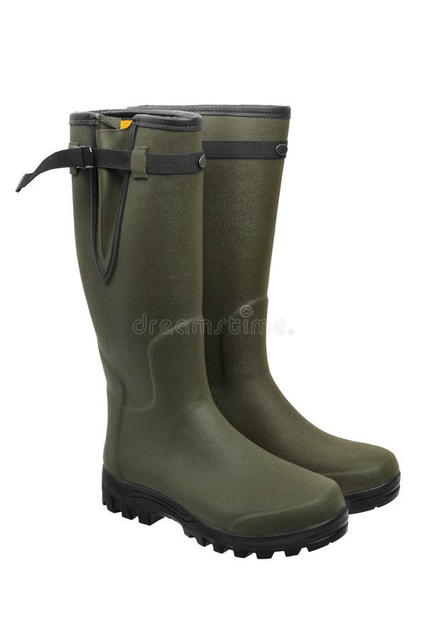 Green Rubber Boots Isolated on White Stock Photo - Image of green ...