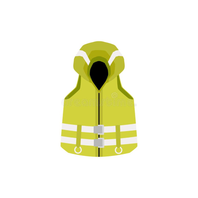 Green Safety Vest with Reflective Stripes, Cartoon Yellow Life Jacket ...