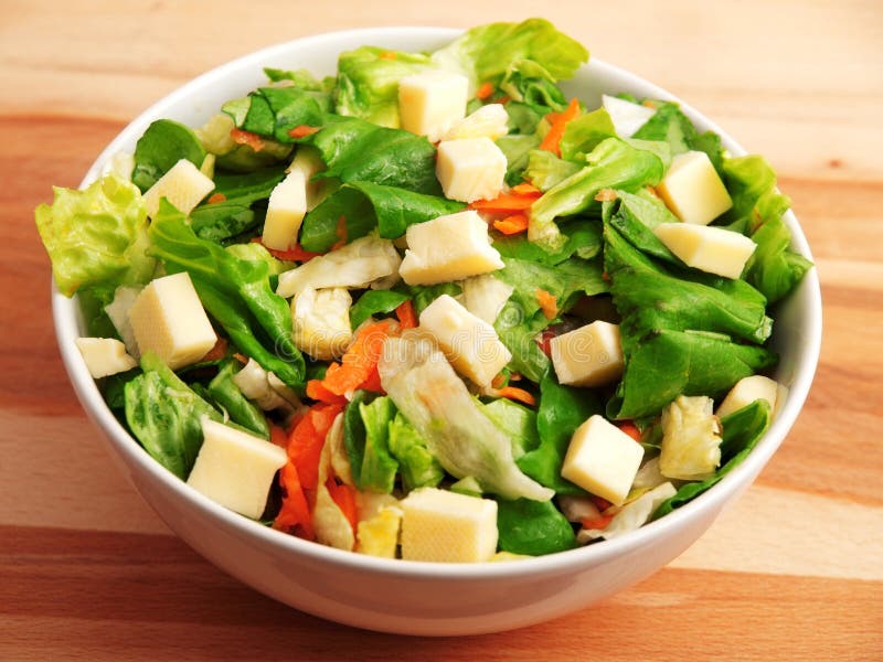 Green salad with cheese stock image. Image of meal, salad 49342043