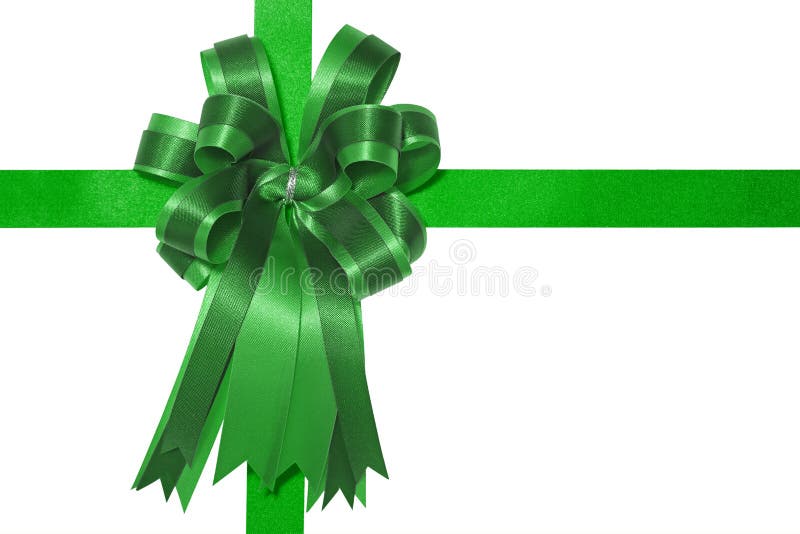 Green satin gift bow stock photo. Image of tape, shining 17226944