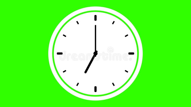 Green screen animation digital clock and analog circle clock 07. 00 stock illustration