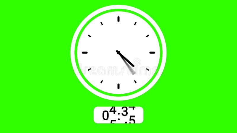 Green screen animation digital clock and analog circle clock 6 stock illustration