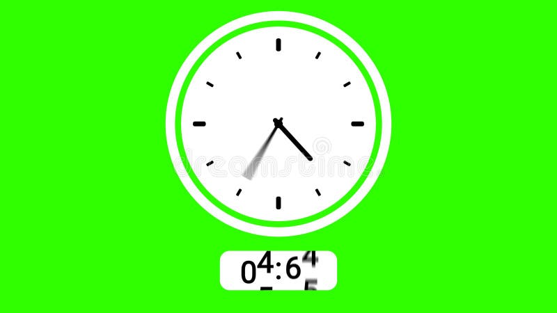 Green screen animation digital clock and analog circle clock 7:30 stock illustration