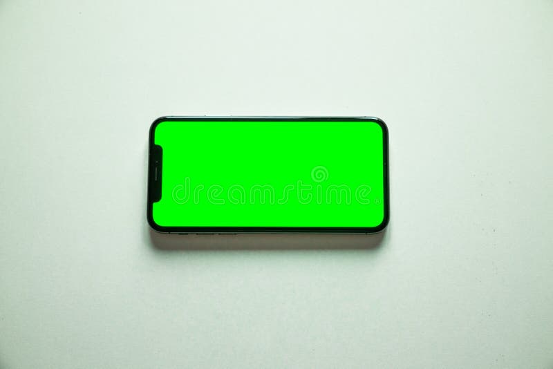 IPhone X, Green Screen on White Background Stock Image Image of