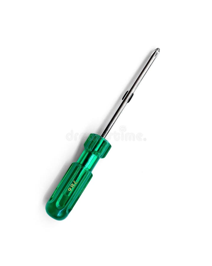 Green screwdriver isolated on white background stock photos