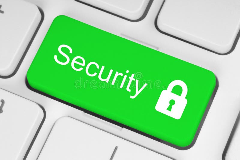 Green security button stock image