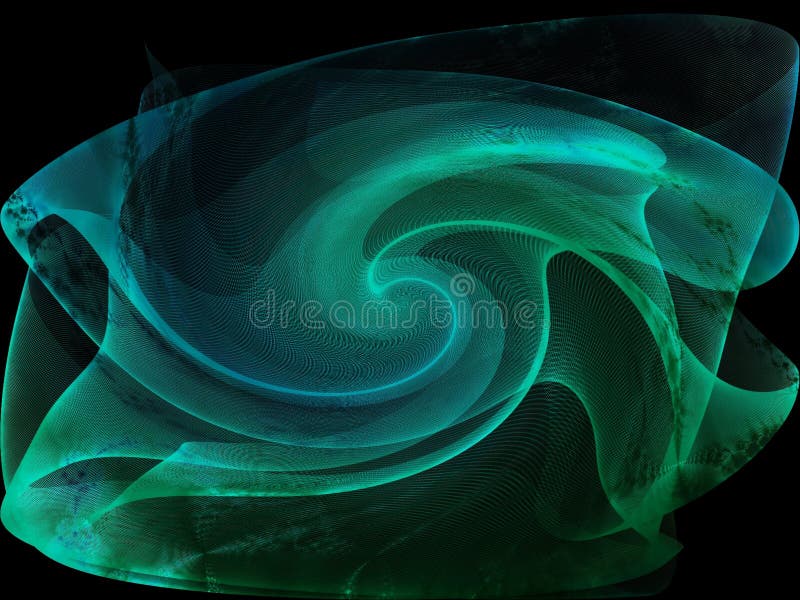 Green Silk Scarf Swirls Black