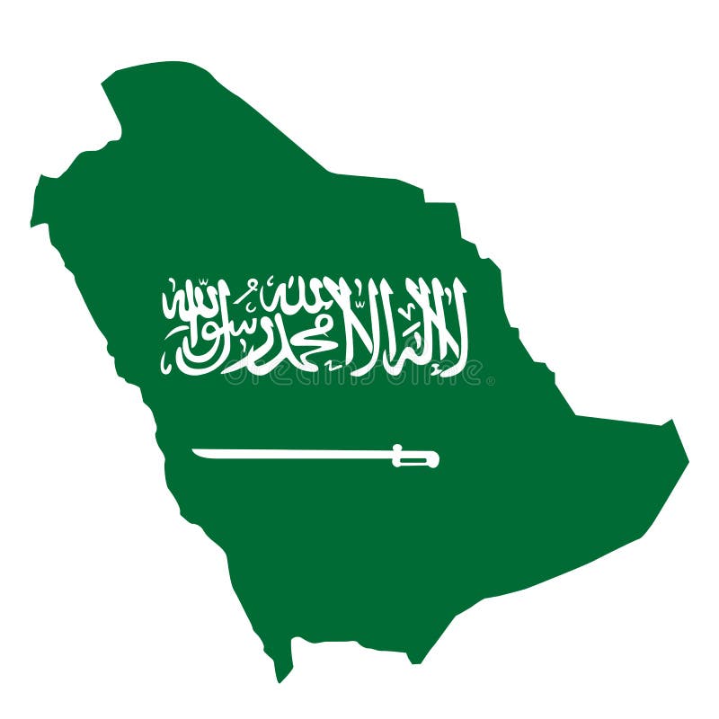 Green Country Map of Saudi Arabia with a Sword and Flag Text. Vector ...