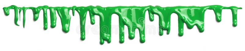Green slime like paint dripping on white