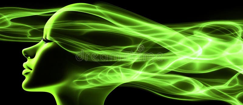 A green smoky silhouette set against a dynamic background, offering generous copy space for text or graphic design royalty free stock photo