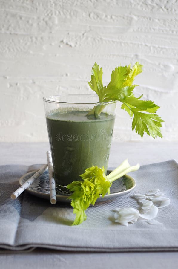 Green Smoothie with Celery and Coconut Stock Photo Image of beverage