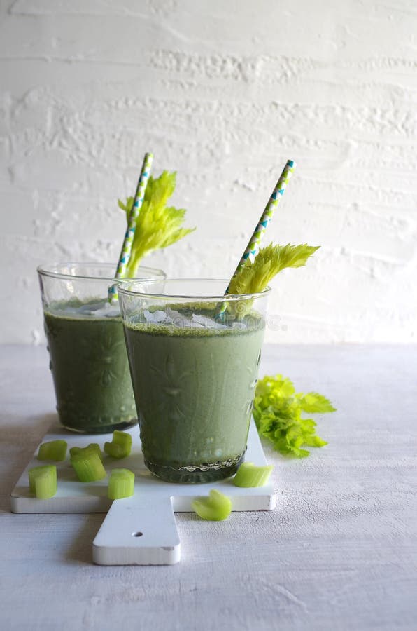 Green Smoothie with Celery and Coconut Stock Photo Image of