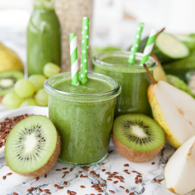 Green smoothie with kiwi stock image. Image of seeds - 64661483