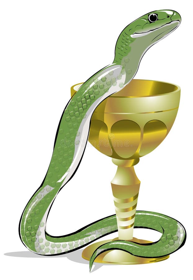 Green snake and golden goblet