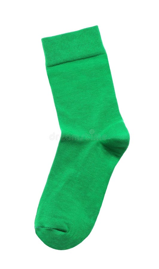 Green Sock Isolated on White, Top View Stock Photo Image of clean
