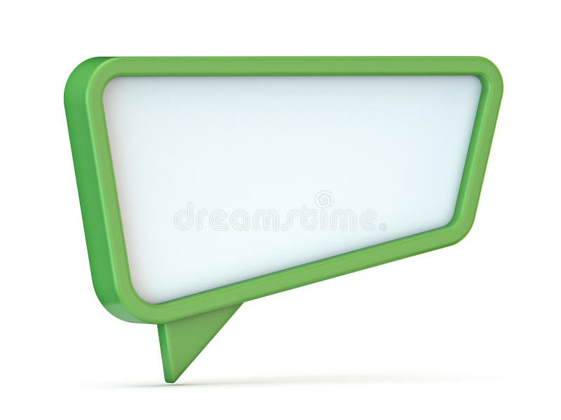Green speech bubble Trapezoid shape 3D stock illustration