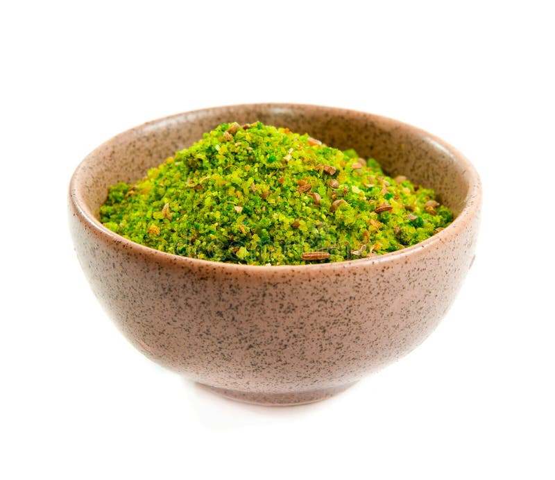 Green Spices in a Ceramic Bowl Stock Image Image of ingredient