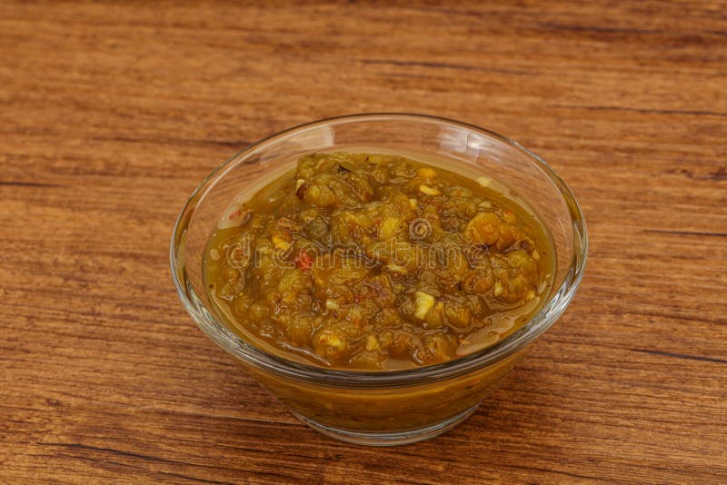 Green Spicy Sauce in the Bowl Stock Photo Image of white, healthy