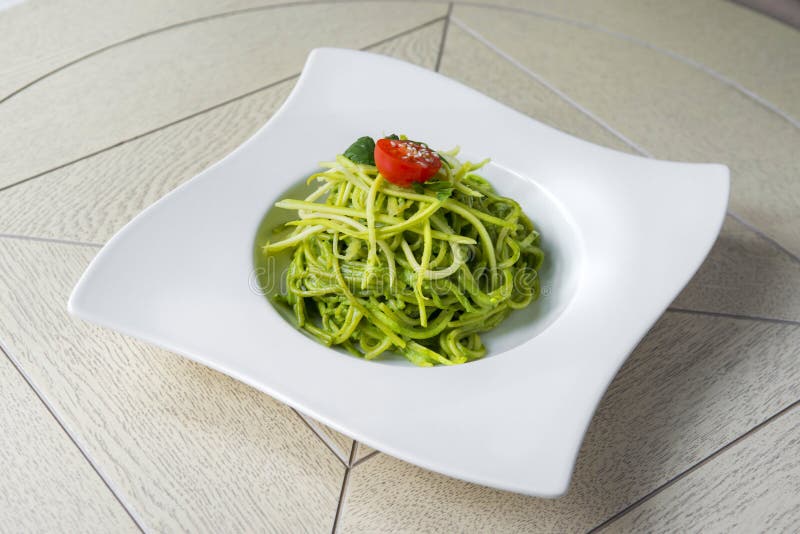 Green spinach spaghetti stock image. Image of ingredient 201331739