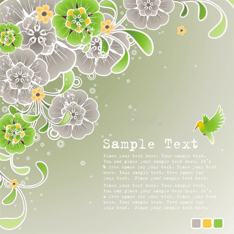 Green spring background with floral ornament royalty free illustration