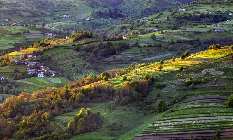 Green spring rural hill landscape, Slovakia