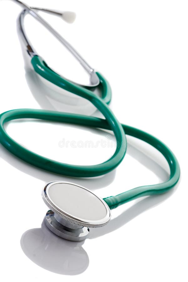 Green stethoscope isolated stock image. Image of examination 6401847