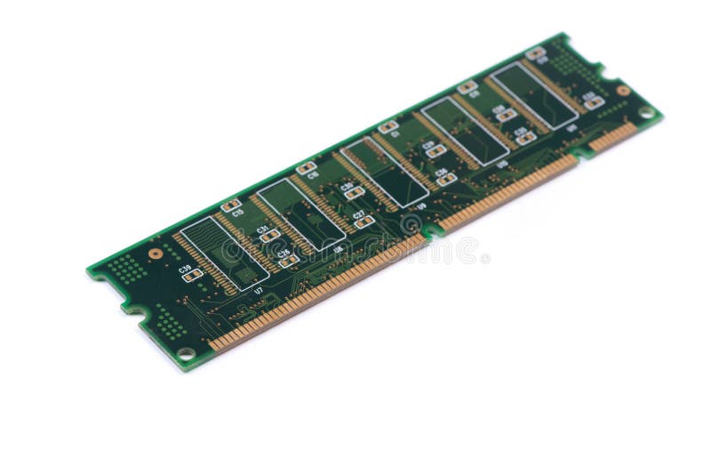 Green stick of RAM memory for computer with electronics components stock photography
