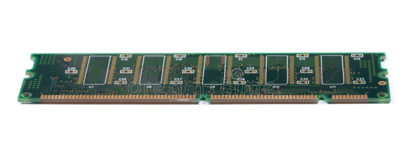 Green stick of RAM memory for computer with electronics components royalty free stock photos