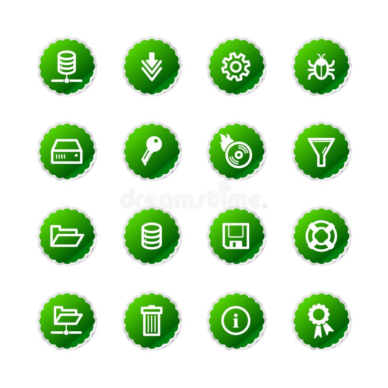 Green sticker server icons royalty free illustration