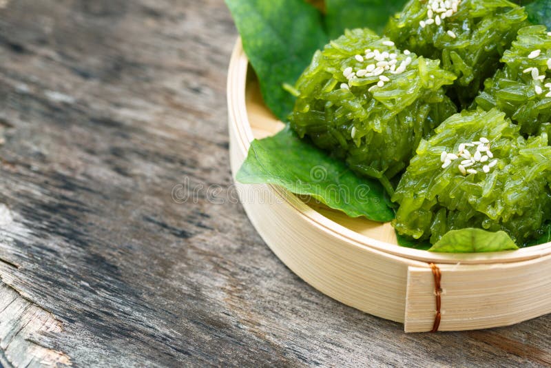 Green Sticky coconut rice. stock photo. Image of decoration 49282878