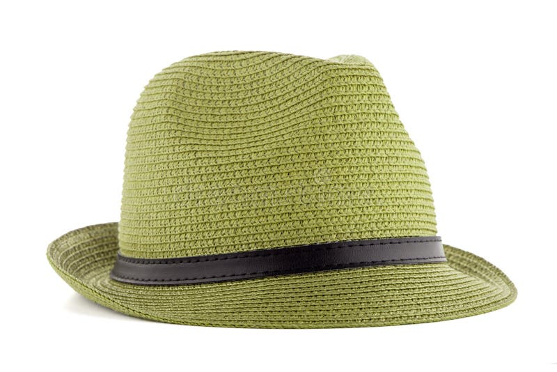 Green straw hat stock photo. Image of fashion, background 107091500