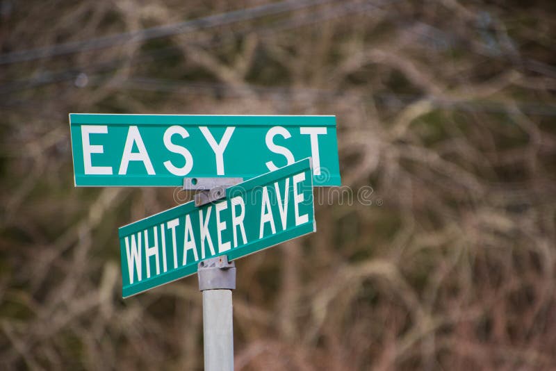 Green Street Sign that Says, Easy Street Stock Photo Image of green, letters 138035166