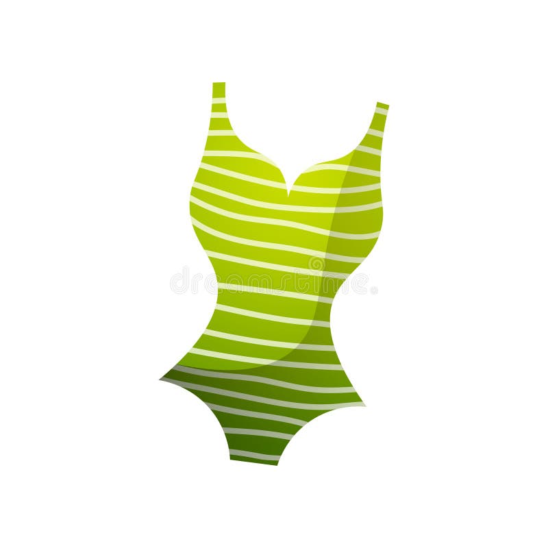 Green Striped White Line Woman Swimwear, Beach Time Stock Vector ...