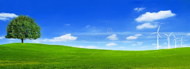 Green Summer Landscape Scenic View Wallpaper. Beautiful Wallpaper. Solitary  Tree on Grassy Hill and Blue Sky with Clouds Stock Image - Image of farm,  hills: 142151021