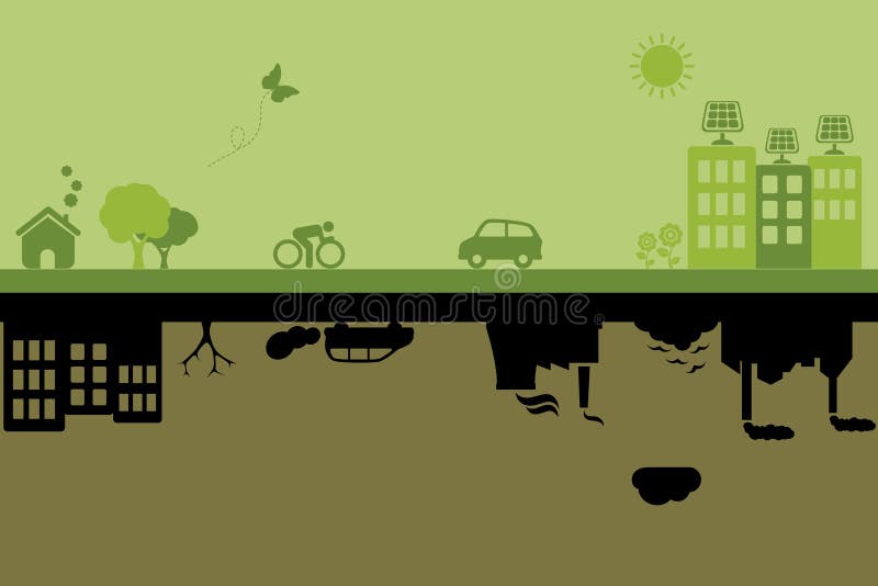 Green sustainable and polluted cities