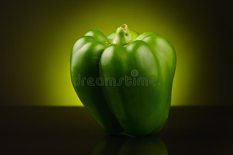 Download Green Sweet Pepper On Yellow-green Background Stock Photo - Image of fruit, color: 11782194
