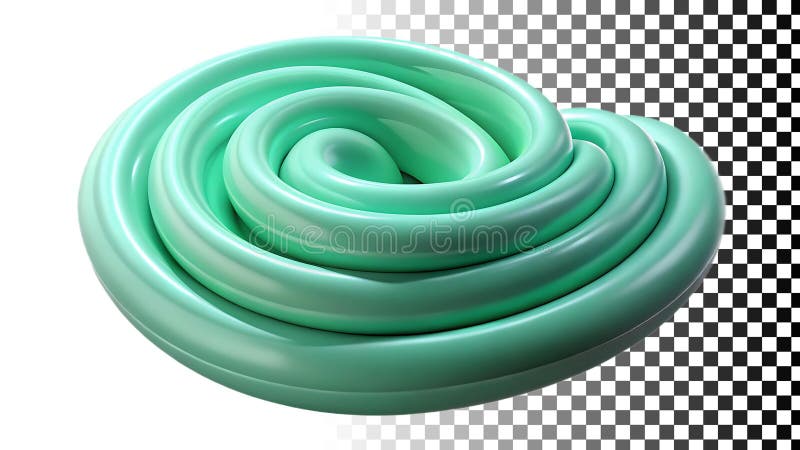 Green swirl, abstract flowing dynamic shape png transparent image Generative AI royalty free illustration