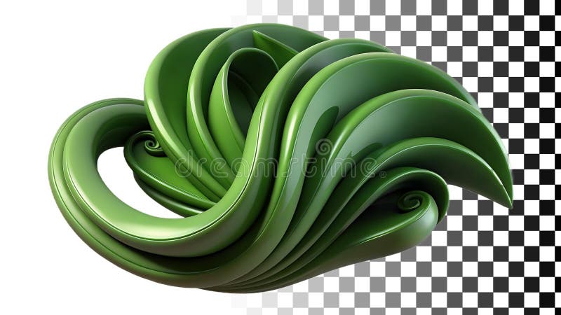 Green swirl abstract shape, modern design element png transparent image Generative AI royalty free illustration