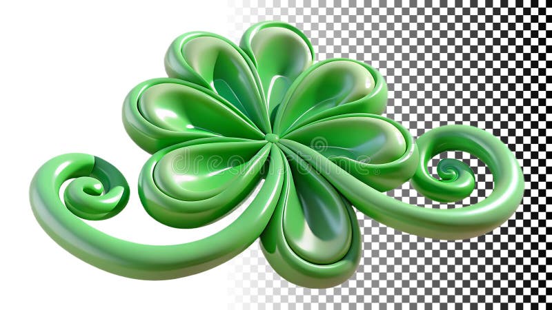 Green swirl ribbon, decorative abstract design png transparent image Generative AI stock illustration