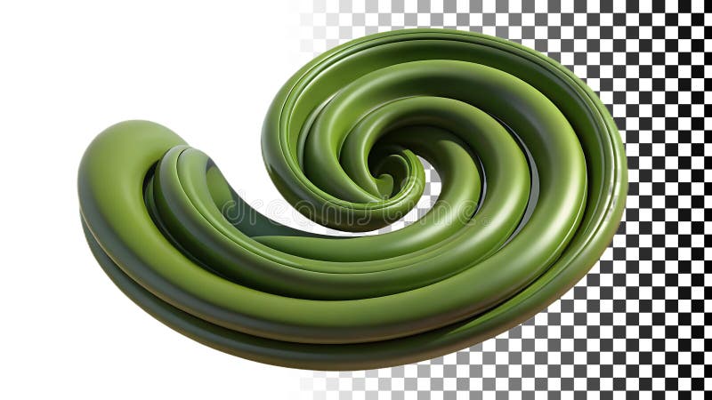 Green swirl shape, abstract swirl, spiral shape, swirl design, modern swirl, green swirl png transparent image Generative AI stock illustration