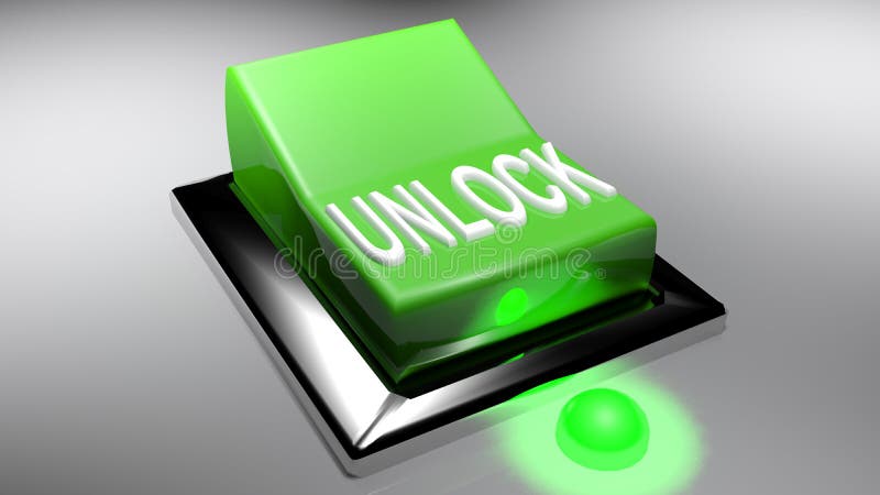 Green switch to unlock - 3D rendering vector illustration
