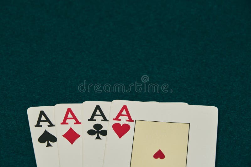 On the green table, stands out a set of four aces, at the bottom of the image leaving large space for inscriptions above, game, casino, gambling, chance, gamble, bet, background, luck, black, red, betting, cards, win, play, poker, hand, club, aaaa, white, sport, 4, jackpot, chips, texas, deck, vegas, fortune, object, spade, holden, winner, color, flat, entertainment, leisure, risk, group, playing, addiction, money, gaming, success, down