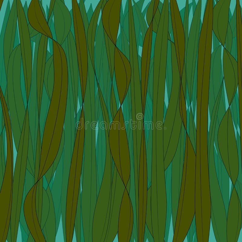 Green tape algae under water, somewhere deep, outline drawing stock illustration Green tape algae under water, somewhere deep, outline drawing stock illustration