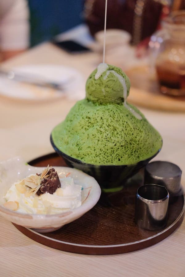 Green Tea Bingsu Korean Ice Dessert Stock Image Image of dessert