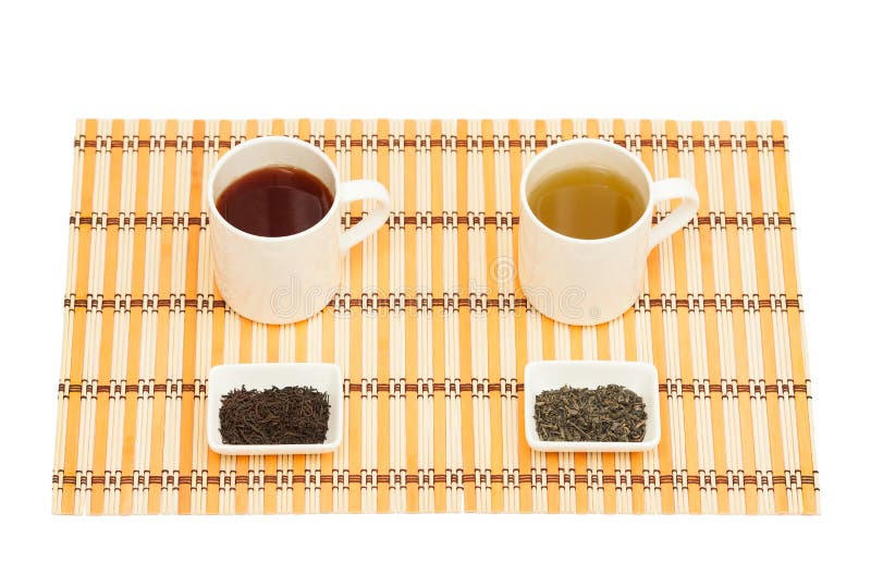 Green tea and black tea stock photo. Image of compare 32668798