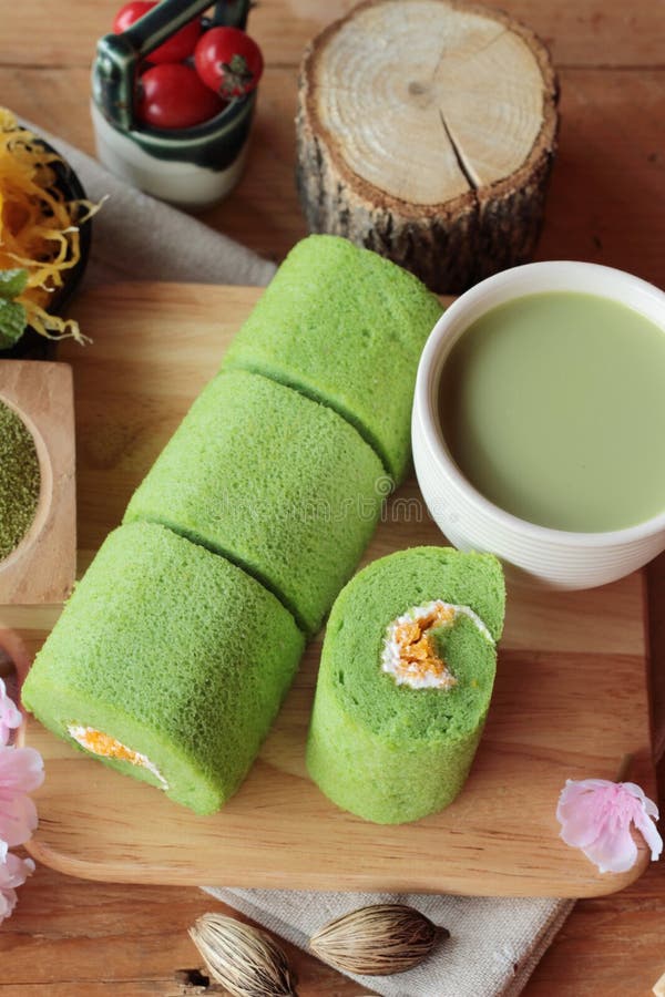 Green Tea Cake Roll and Matcha Green Tea. Stock Photo Image of green, lifestyle 71319142