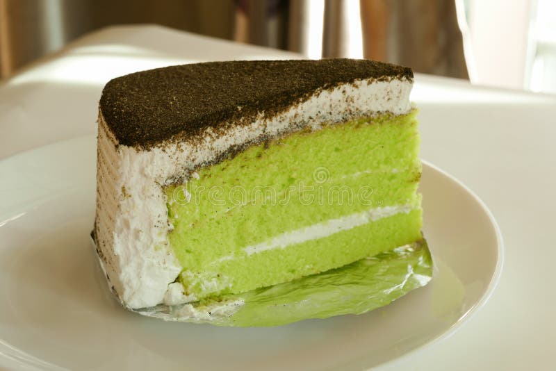 Green Tea Cake on White Plate Stock Image Image of asian, japanese